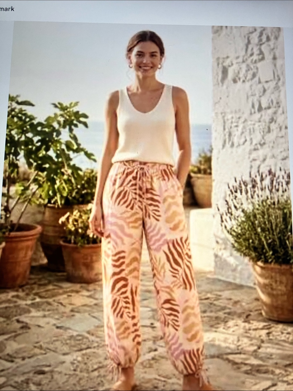 Nicole Miller Pink and Tan Zebra-Print Wide Leg